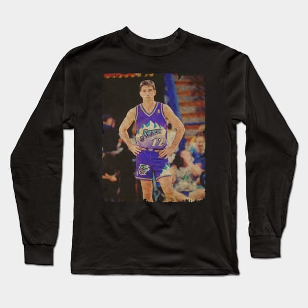 John Stockton - UTAH JAZZ #12 Long Sleeve T-Shirt by Wendyshopart